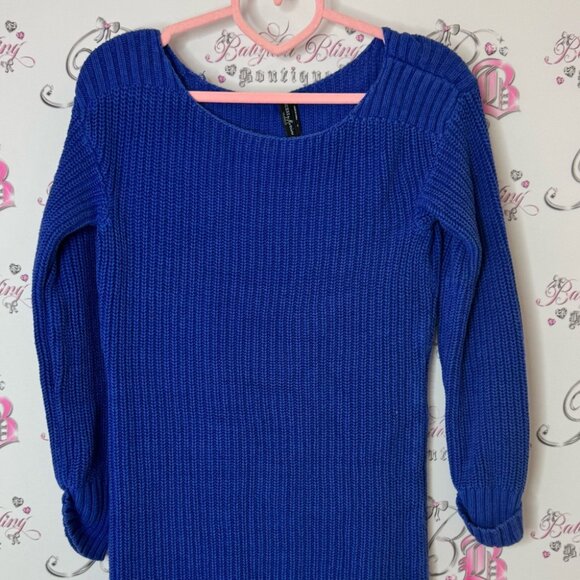 Guess by Marciano knit long mini dress sweater knitted Blue Women's Sweater - Picture 3 of 5